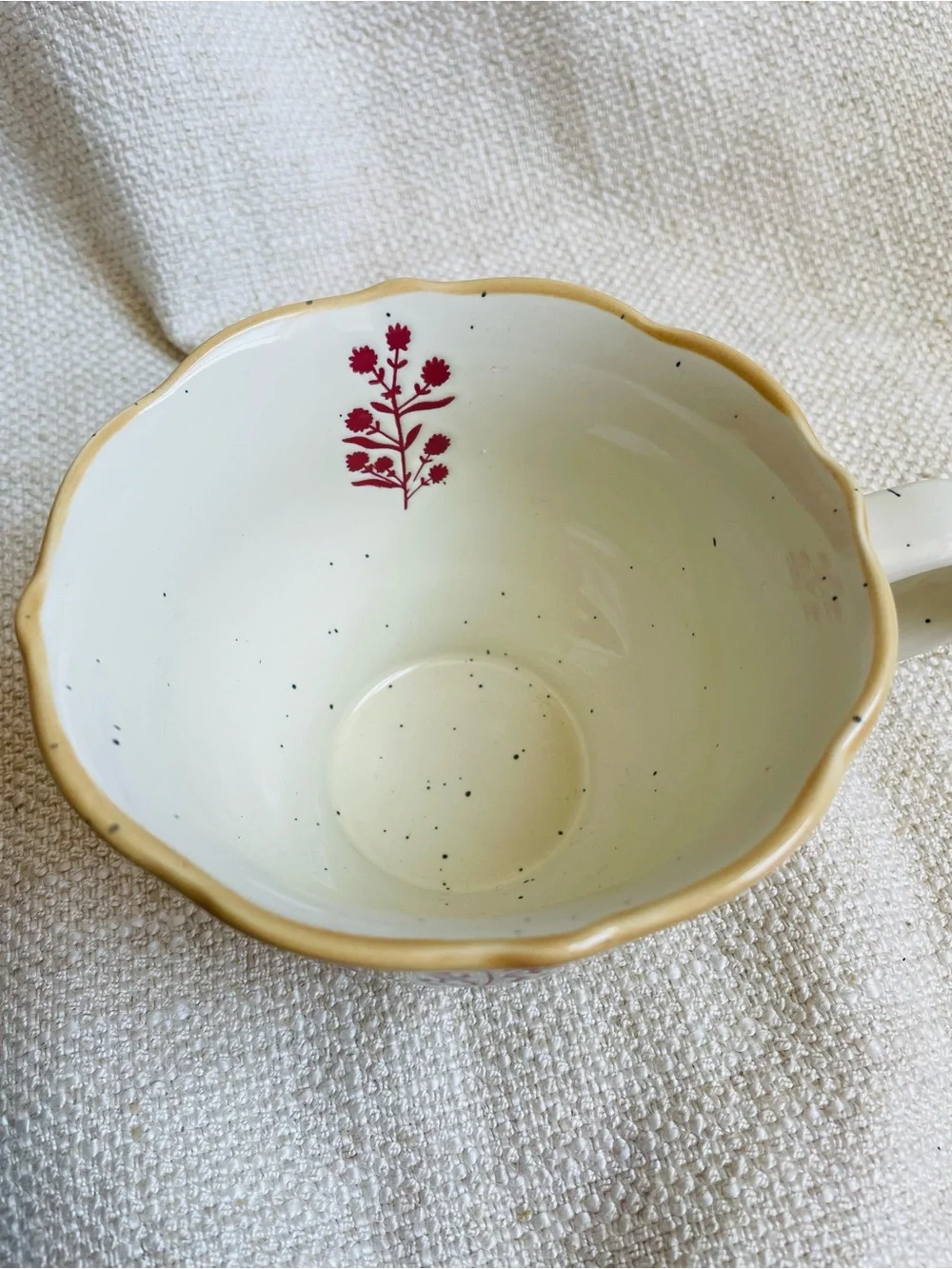 Floral Red Wildflowers Rustic Ceramic Mug NWT